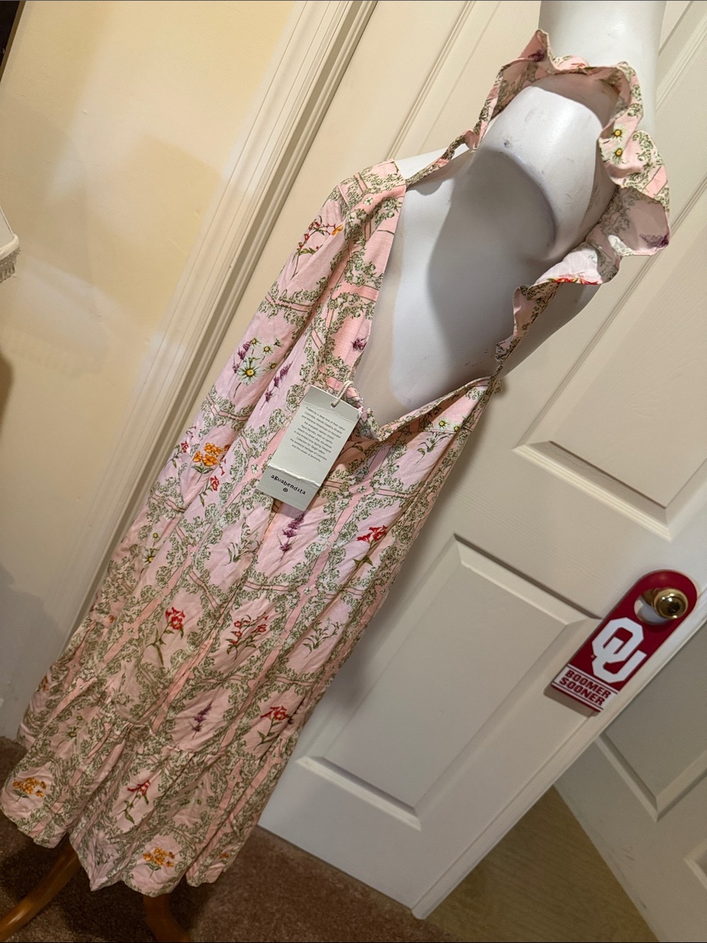 Agua Bendita Pink Floral Trellis Dress. NWT. Size 2X. Pockets - Picture 3 of 9